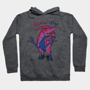 Bilociraptor (text) (scaled) - Bisexual Pride Hoodie